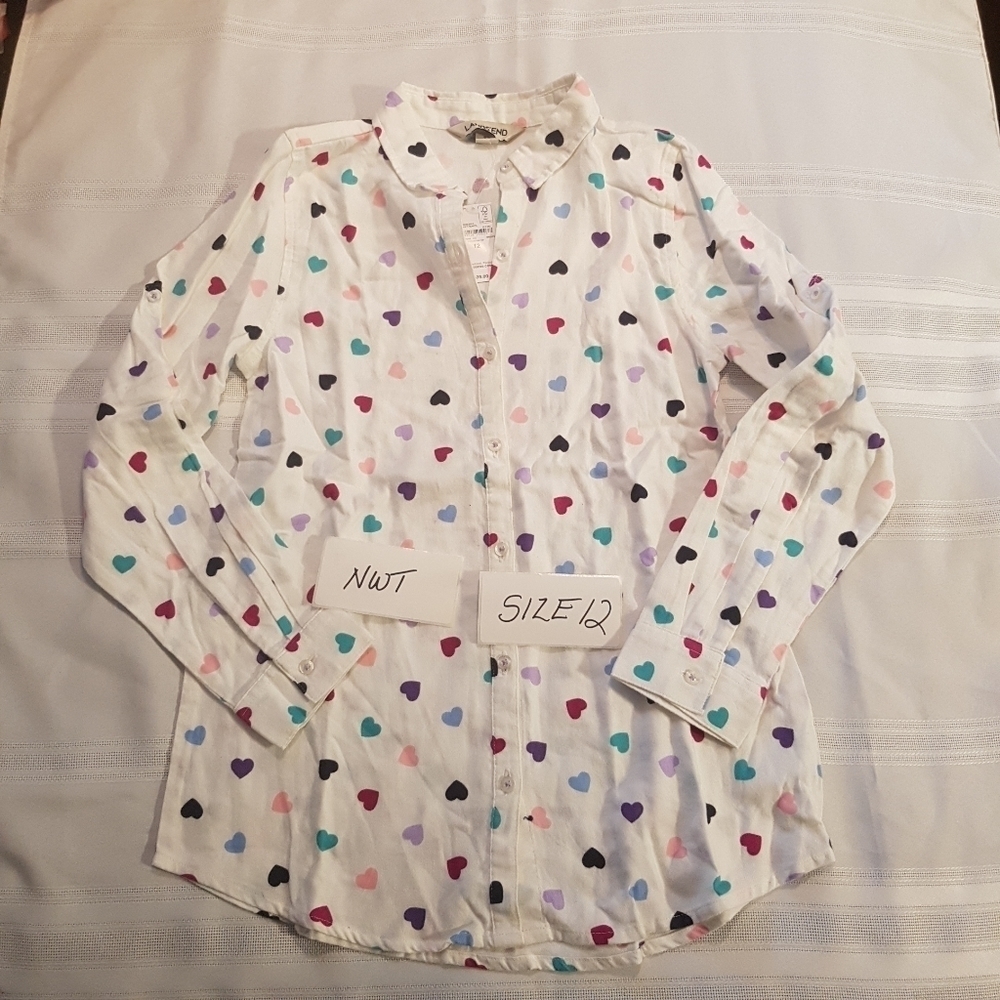 Lands' End girls size 12 flannel button down, New